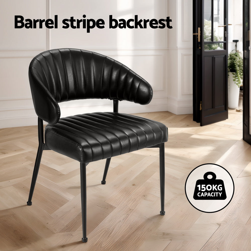 Kitchen & Dining Chairs: Artiss Dining Chairs Set of 4 Leather Hollow Armchair Black