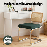 Kitchen & Dining Chairs: Artiss Dining Chairs Set of 2 Velvet Rattan Cantilever Green