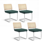 Kitchen & Dining Chairs: Artiss Dining Chairs Set of 4 Velvet Rattan Cantilever Green