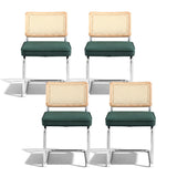 Kitchen & Dining Chairs: Artiss Dining Chairs Set of 4 Velvet Rattan Cantilever Green