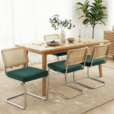 Kitchen & Dining Chairs: Artiss Dining Chairs Set of 4 Velvet Rattan Cantilever Green