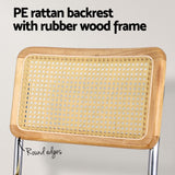 Artiss Dining Chairs Set of 2 Velvet Rattan Cantilever Yellow