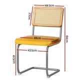 Artiss Dining Chairs Set of 4 Velvet Rattan Cantilever Yellow