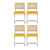 Artiss Dining Chairs Set of 4 Velvet Rattan Cantilever Yellow