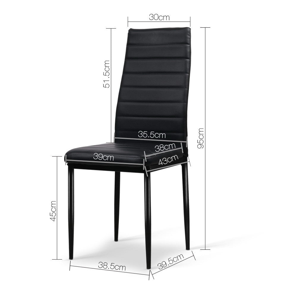 Dining Set: Artiss Dining Chairs Set of 4 Leather Channel Tufted Black