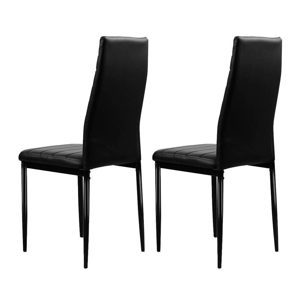 Dining Set: Artiss Dining Chairs Set of 4 Leather Channel Tufted Black