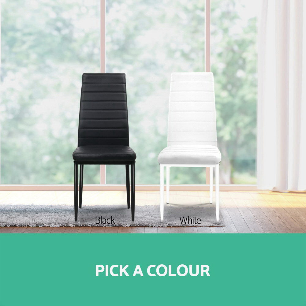 Dining Set: Artiss Dining Chairs Set of 4 Leather Channel Tufted Black