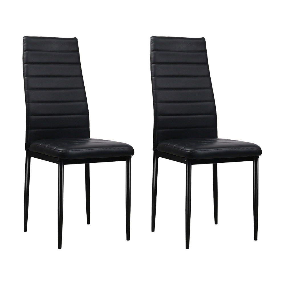 Dining Set: Artiss Dining Chairs Set of 4 Leather Channel Tufted Black
