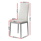 Artiss Dining Chairs Set of 4 Leather Channel Tufted White