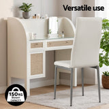 Artiss Dining Chairs Set of 4 Leather Channel Tufted White