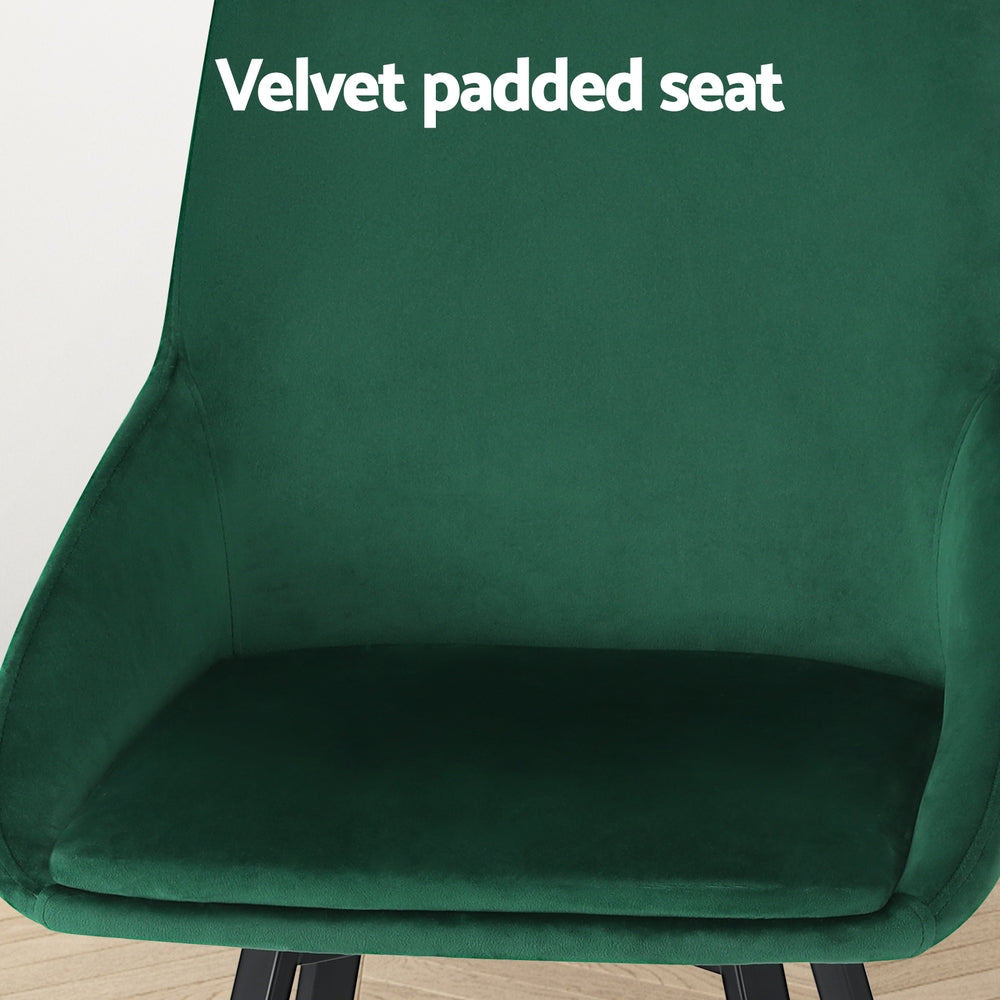Outdoor Chairs: Artiss Dining Chairs Set of 2 Velvet Swivel Base Green