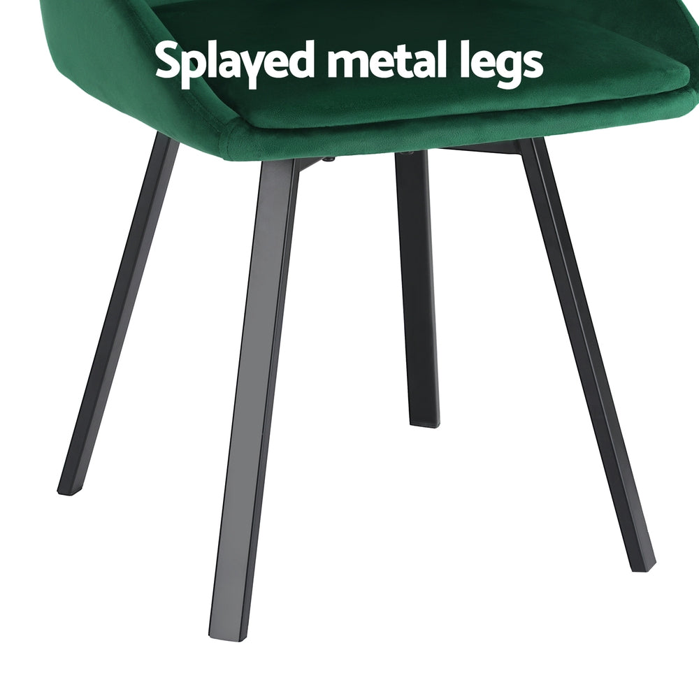 Outdoor Chairs: Artiss Dining Chairs Set of 2 Velvet Swivel Base Green