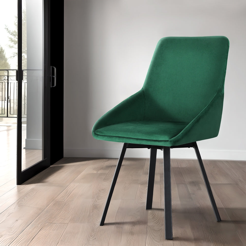 Outdoor Chairs: Artiss Dining Chairs Set of 2 Velvet Swivel Base Green