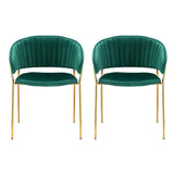 Artiss Dining Chairs Set of 2 Velvet Hollow Armchair Green