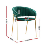 Kitchen & Dining Chairs: Artiss Dining Chairs Set of 4 Velvet Hollow Armchair Green