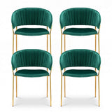 Kitchen & Dining Chairs: Artiss Dining Chairs Set of 4 Velvet Hollow Armchair Green