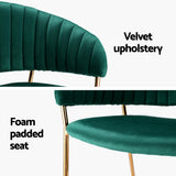 Kitchen & Dining Chairs: Artiss Dining Chairs Set of 4 Velvet Hollow Armchair Green