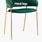 Kitchen & Dining Chairs: Artiss Dining Chairs Set of 4 Velvet Hollow Armchair Green