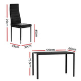 Dining Set: Artiss Dining Chairs and Table Dining Set 6 Chair Set Of 7 Black