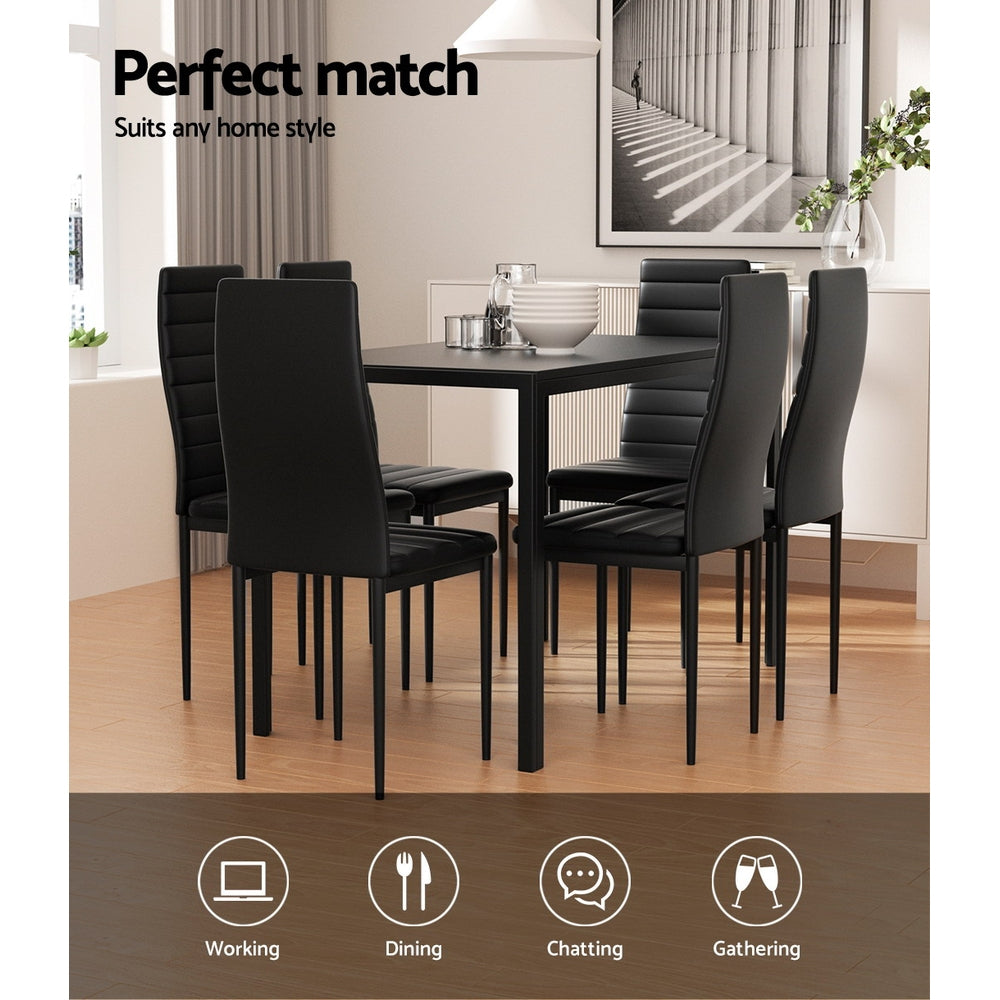 Dining Set: Artiss Dining Chairs and Table Dining Set 6 Chair Set Of 7 Black