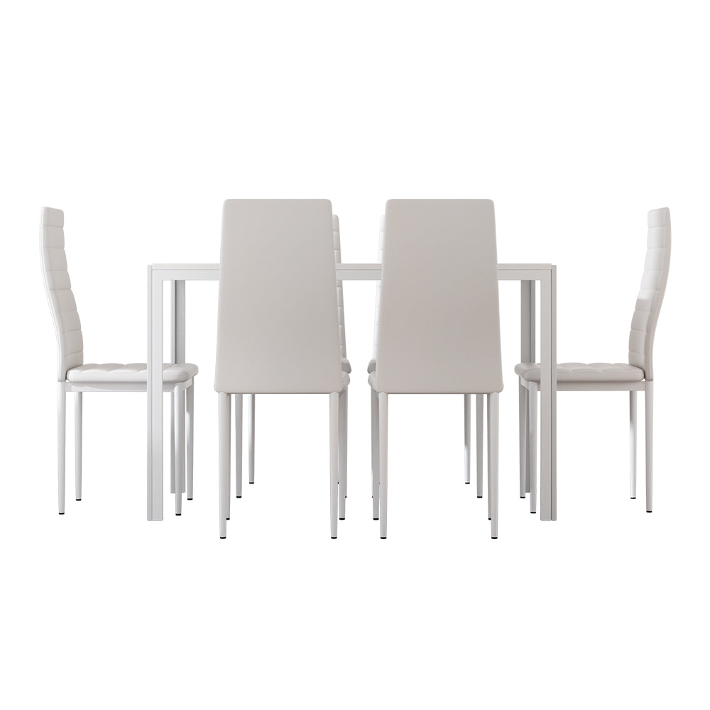 Dining Set: Artiss Dining Chairs and Table Dining Set 6 Chair Set Of 7 White
