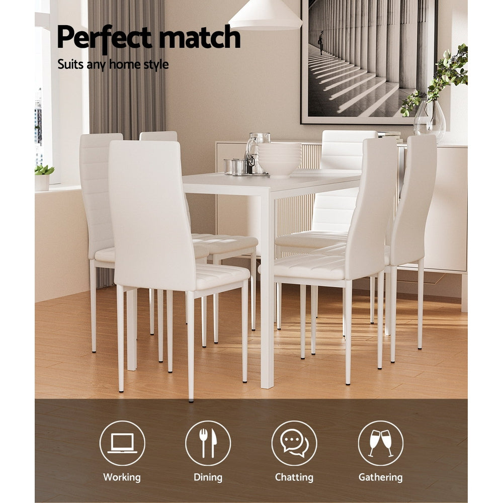 Dining Set: Artiss Dining Chairs and Table Dining Set 6 Chair Set Of 7 White