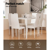 Dining Set: Artiss Dining Chairs and Table Dining Set 6 Chair Set Of 7 White