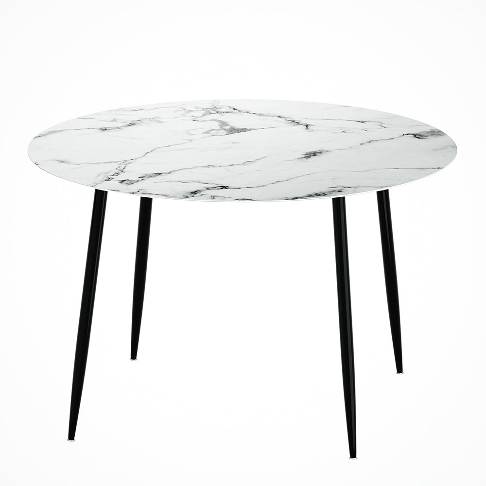 Dining Tables: Artiss Dining Table Round Marble Effect 110CM