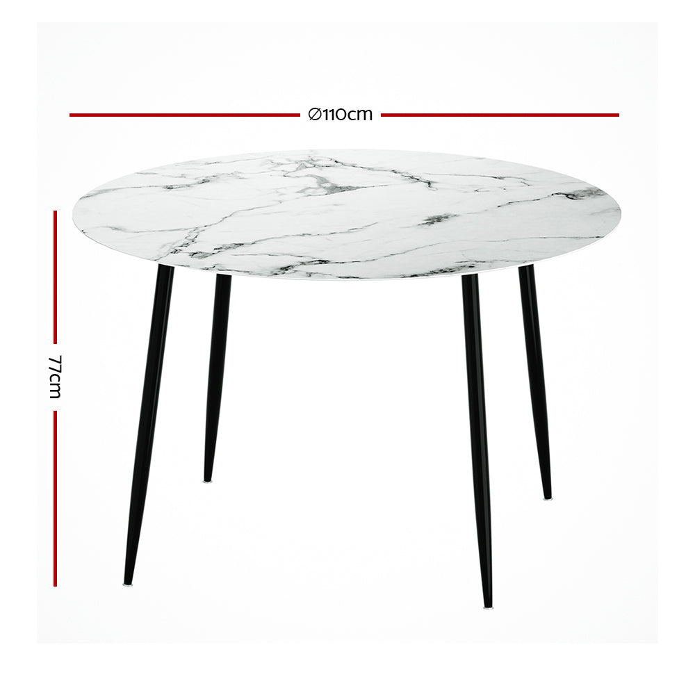 Dining Tables: Artiss Dining Table Round Marble Effect 110CM