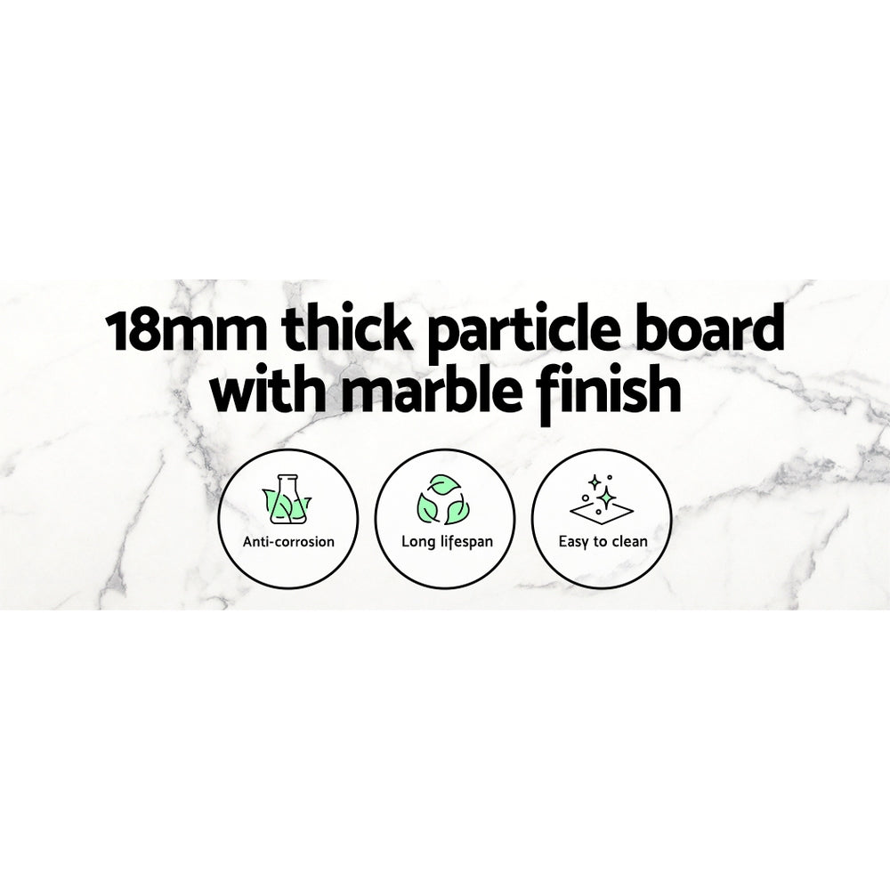 Dining Tables: Artiss Dining Table Round Marble Effect 110CM