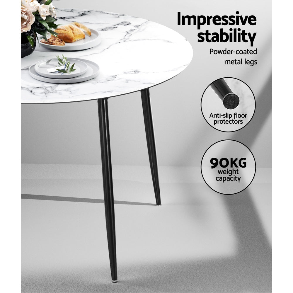Dining Tables: Artiss Dining Table Round Marble Effect 110CM