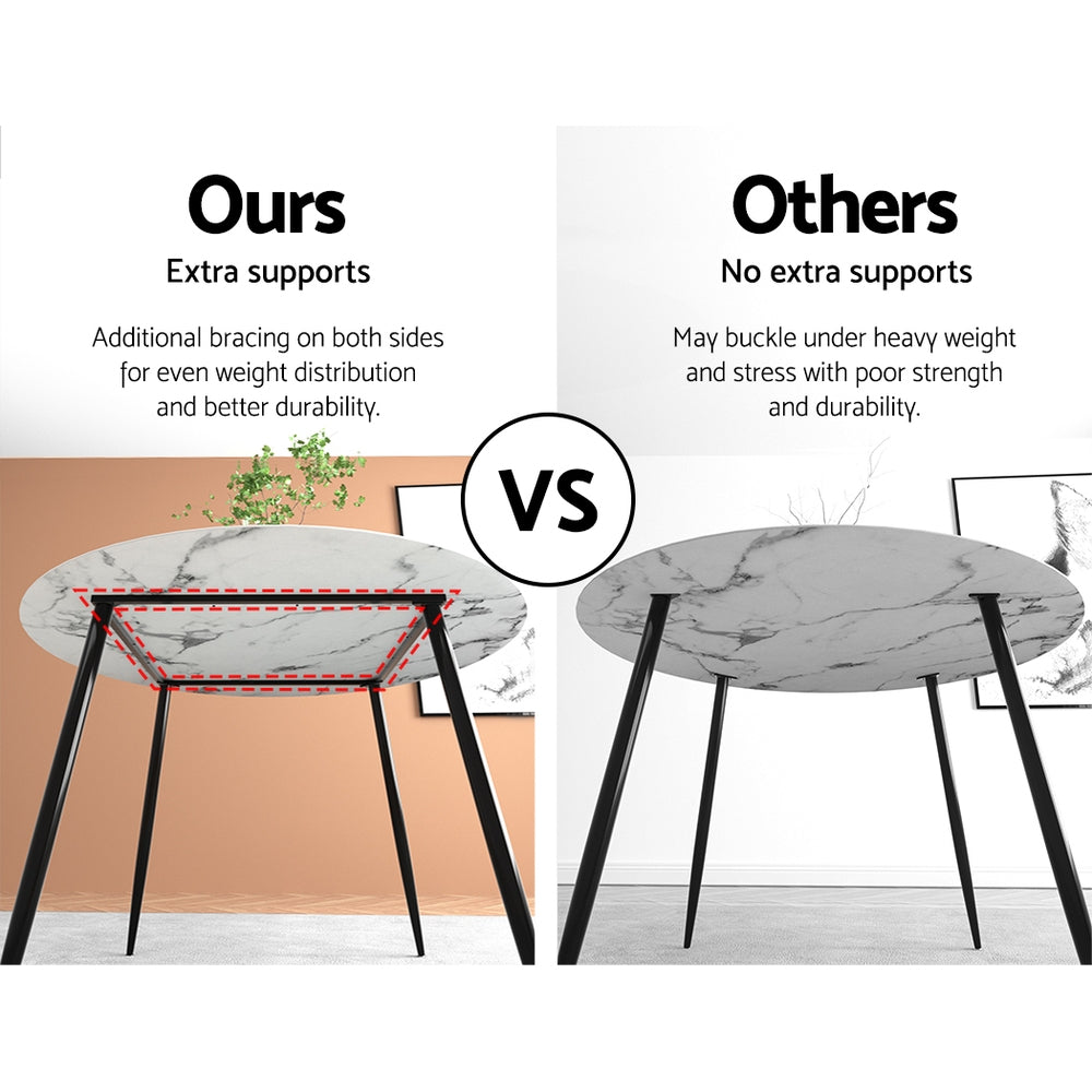Dining Tables: Artiss Dining Table Round Marble Effect 110CM