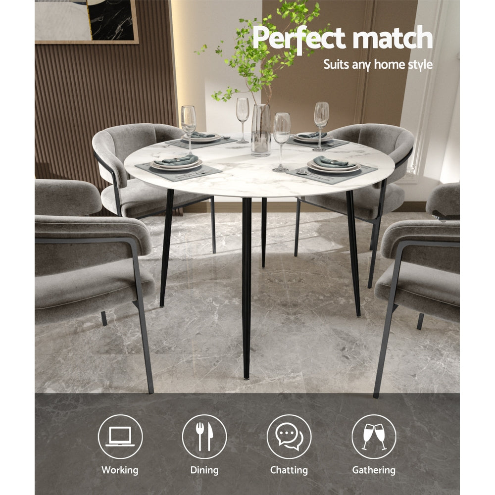 Dining Tables: Artiss Dining Table Round Marble Effect 110CM