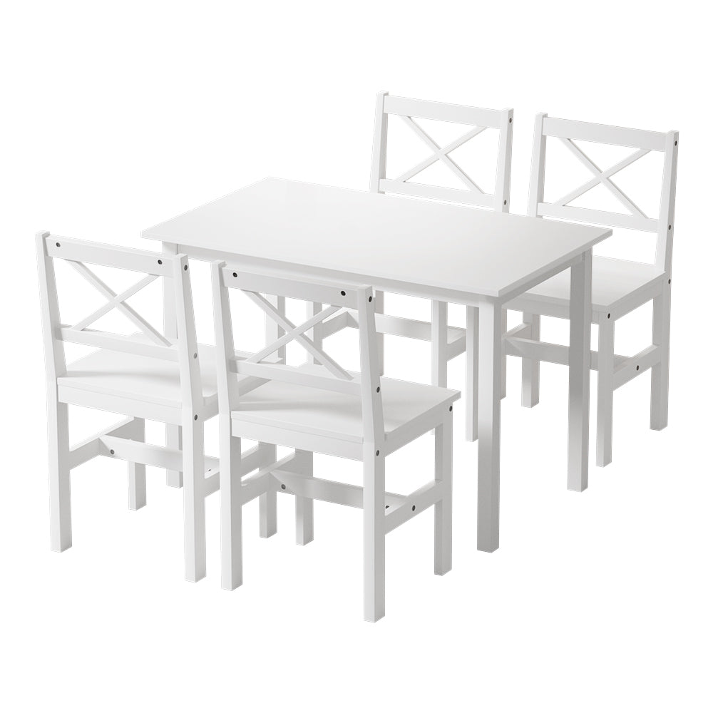 Dining Set: Artiss Dining Chairs and Table Dining Set 4 Cafe Chairs Set Of 5 4 Seater White