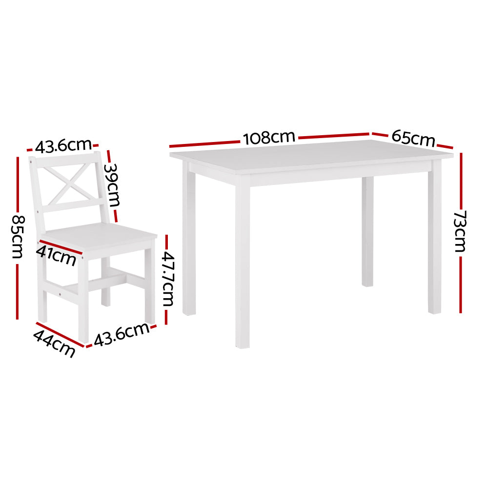 Dining Set: Artiss Dining Chairs and Table Dining Set 4 Cafe Chairs Set Of 5 4 Seater White