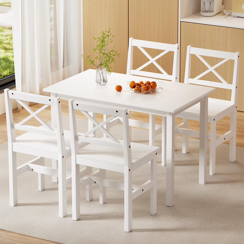 Dining Set: Artiss Dining Chairs and Table Dining Set 4 Cafe Chairs Set Of 5 4 Seater White