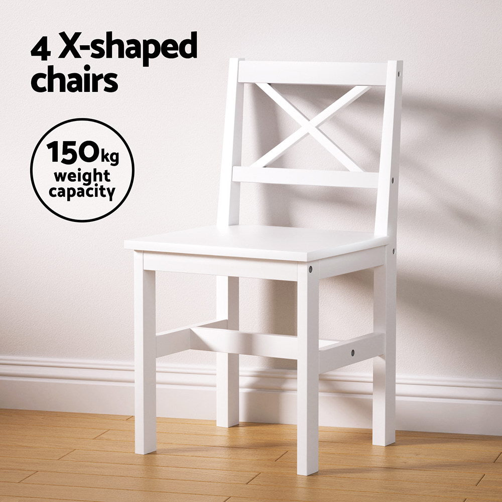 Dining Set: Artiss Dining Chairs and Table Dining Set 4 Cafe Chairs Set Of 5 4 Seater White