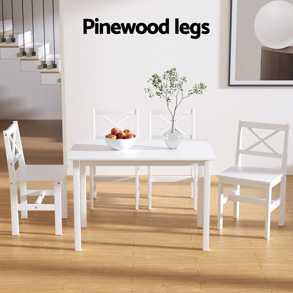 Dining Set: Artiss Dining Chairs and Table Dining Set 4 Cafe Chairs Set Of 5 4 Seater White