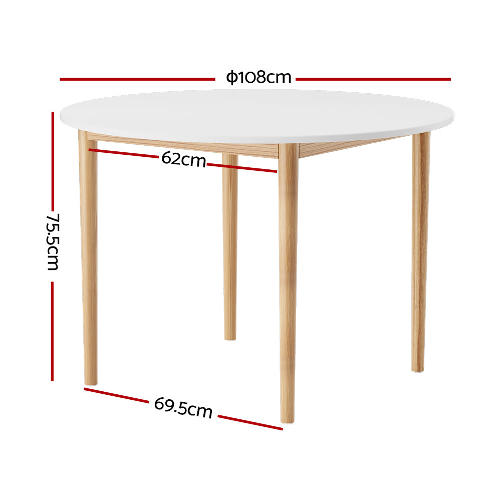 Dining Tables: Artiss Dining Table Round White 108CM Diameter Demi