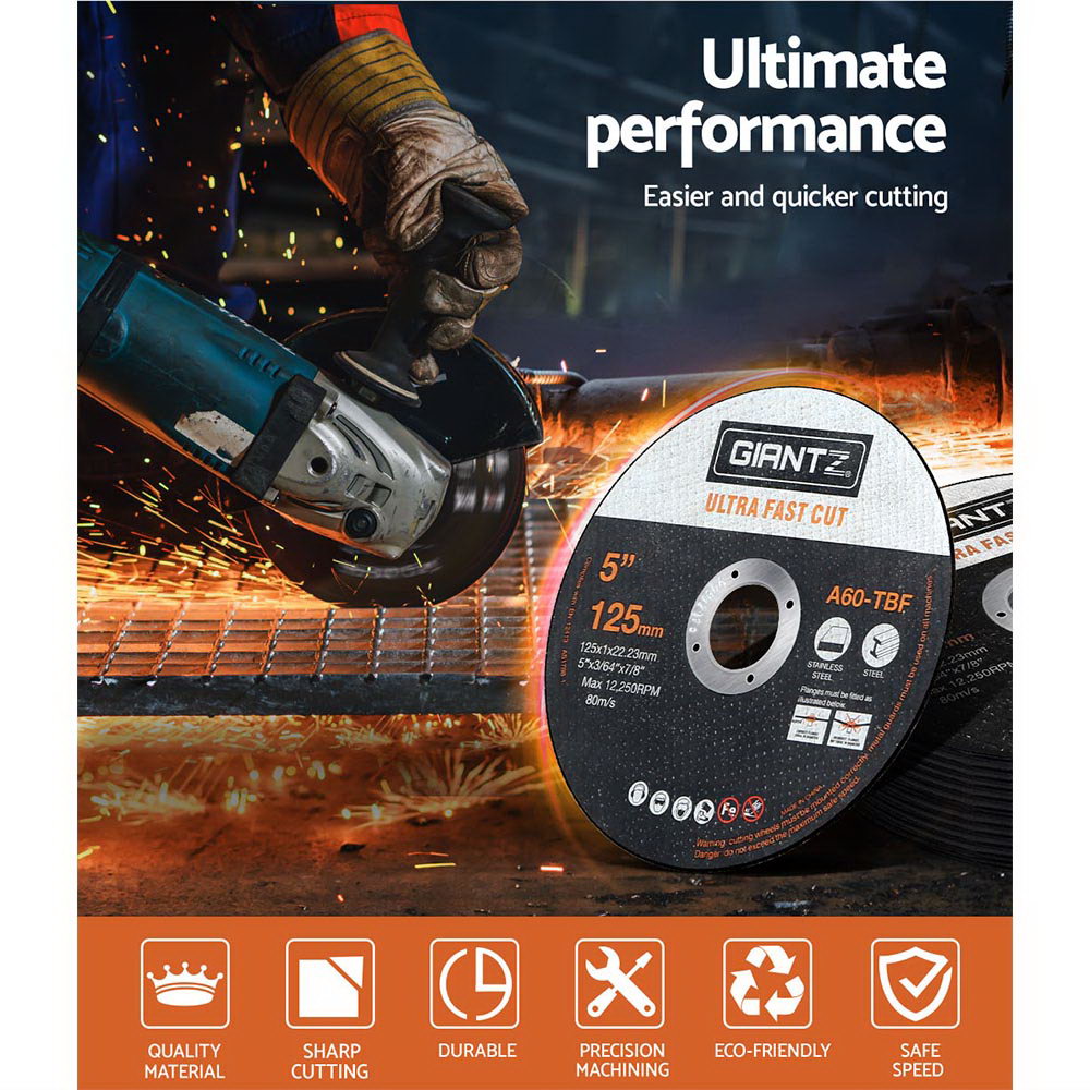 Saw Accessories: Giantz 100-Piece Cutting Discs 5" 125mm Angle Grinder Thin Cut Off Wheel Metal
