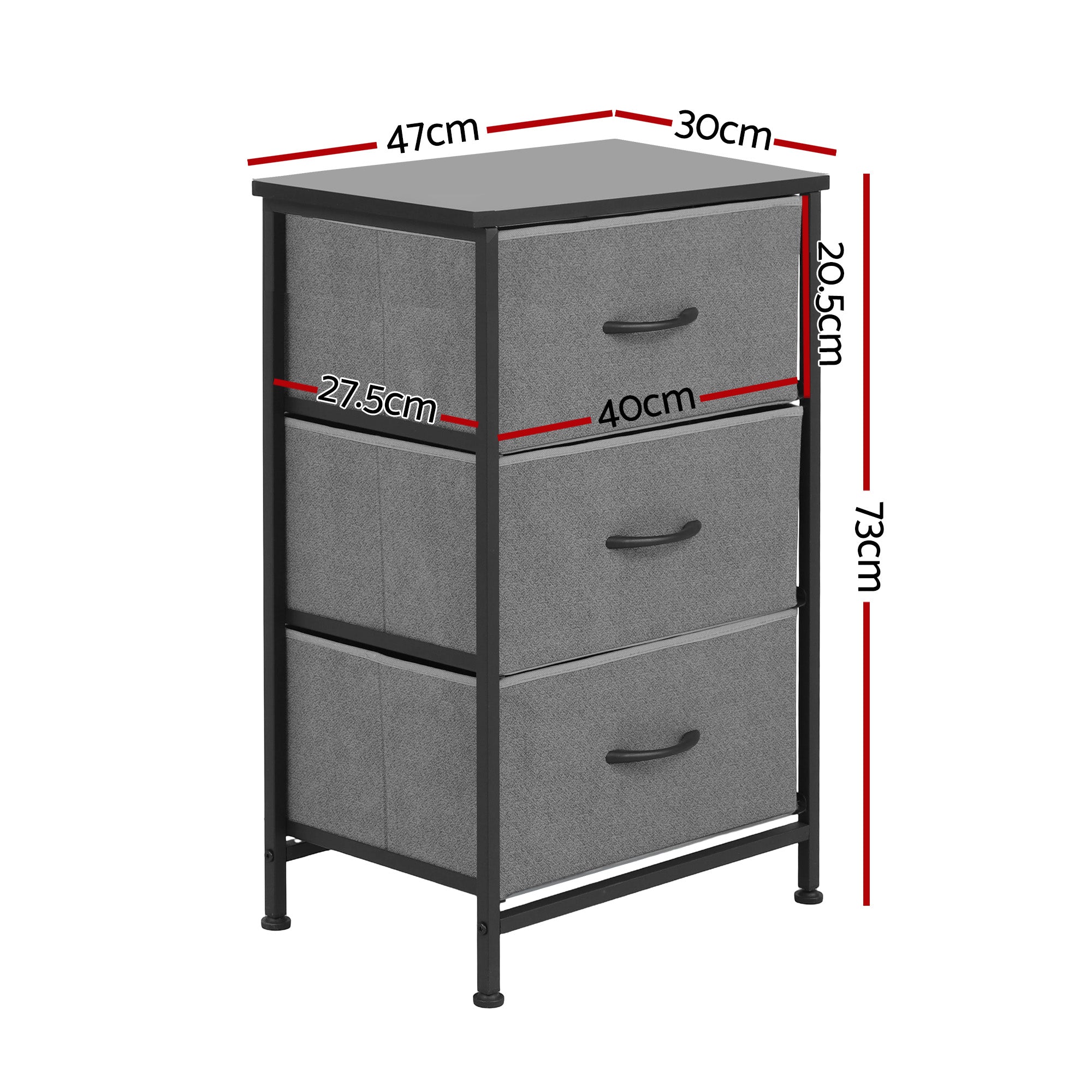 Dressers: Artiss Chest of 3 Drawers Storage Dresser Tallboy Grey