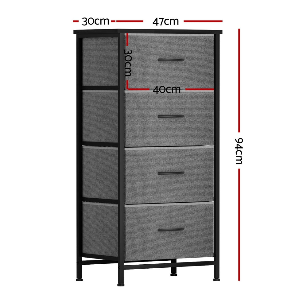 Dressers: Artiss Chest of 4 Drawers Storage Dresser Tallboy Grey