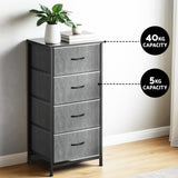 Artiss Set of 2 Chest of 4 Drawers Storage Dresser Tallboy Grey