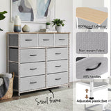 Dressers: Artiss Chest of 9 Drawers Storage Dresser Tallboy Light Grey