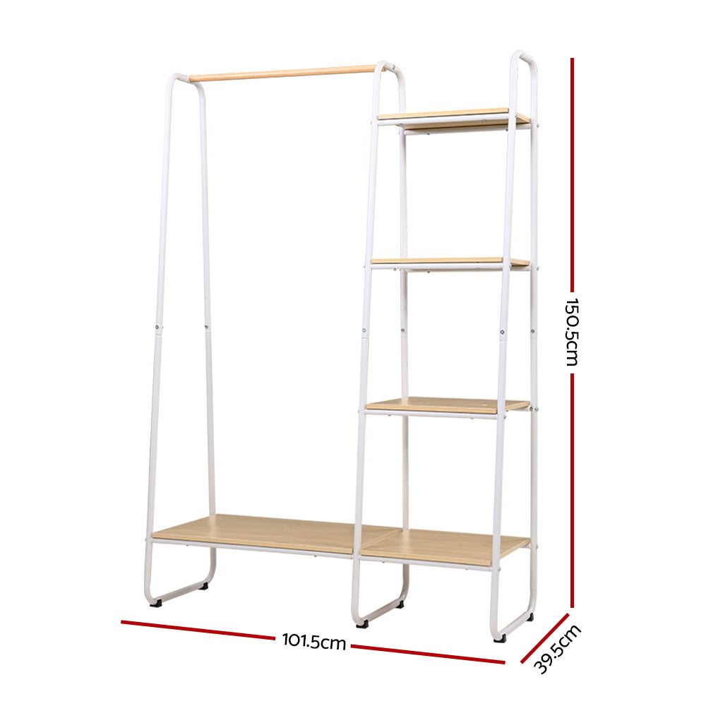 Clothing & Wardrobe Storage: Artiss Wardrobe Clothes Rack Airer Coat Stand 150cm