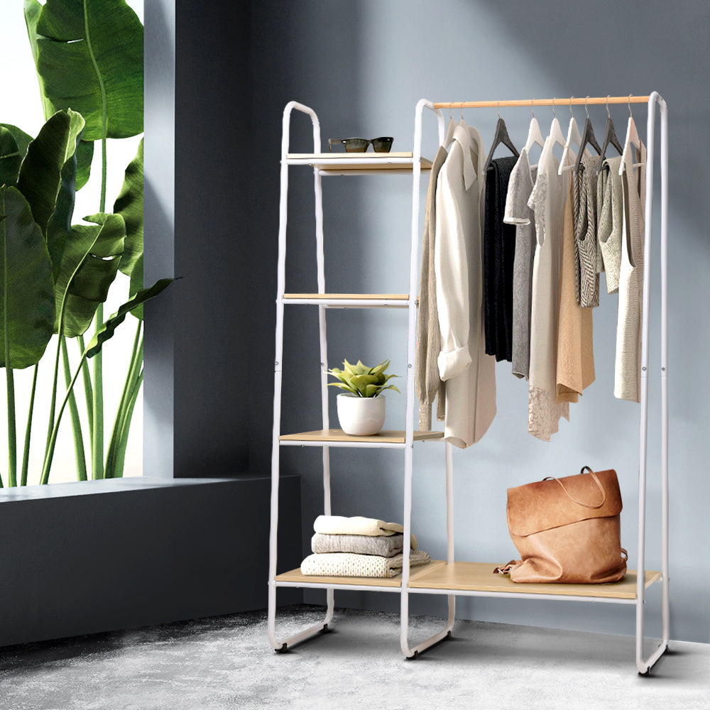 Clothing & Wardrobe Storage: Artiss Wardrobe Clothes Rack Airer Coat Stand 150cm