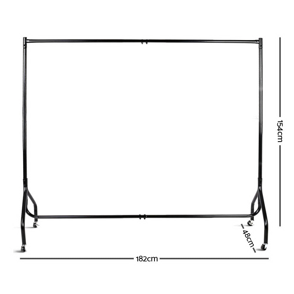 Clothing & Wardrobe Storage: Artiss 2X Clothes Rack Airer Coat Stand 6FT Rail Wheels