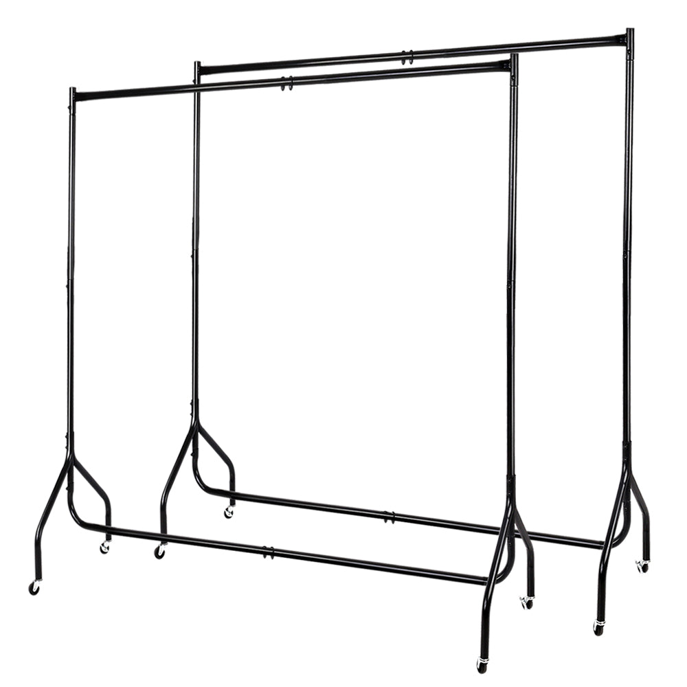 Clothing & Wardrobe Storage: Artiss 2X Clothes Rack Airer Coat Stand 6FT Rail Wheels
