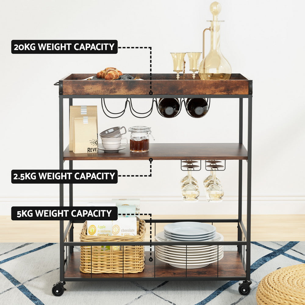 Kitchen & Dining Trolleys: Artiss Kitchen Island Rolling Serving Cart