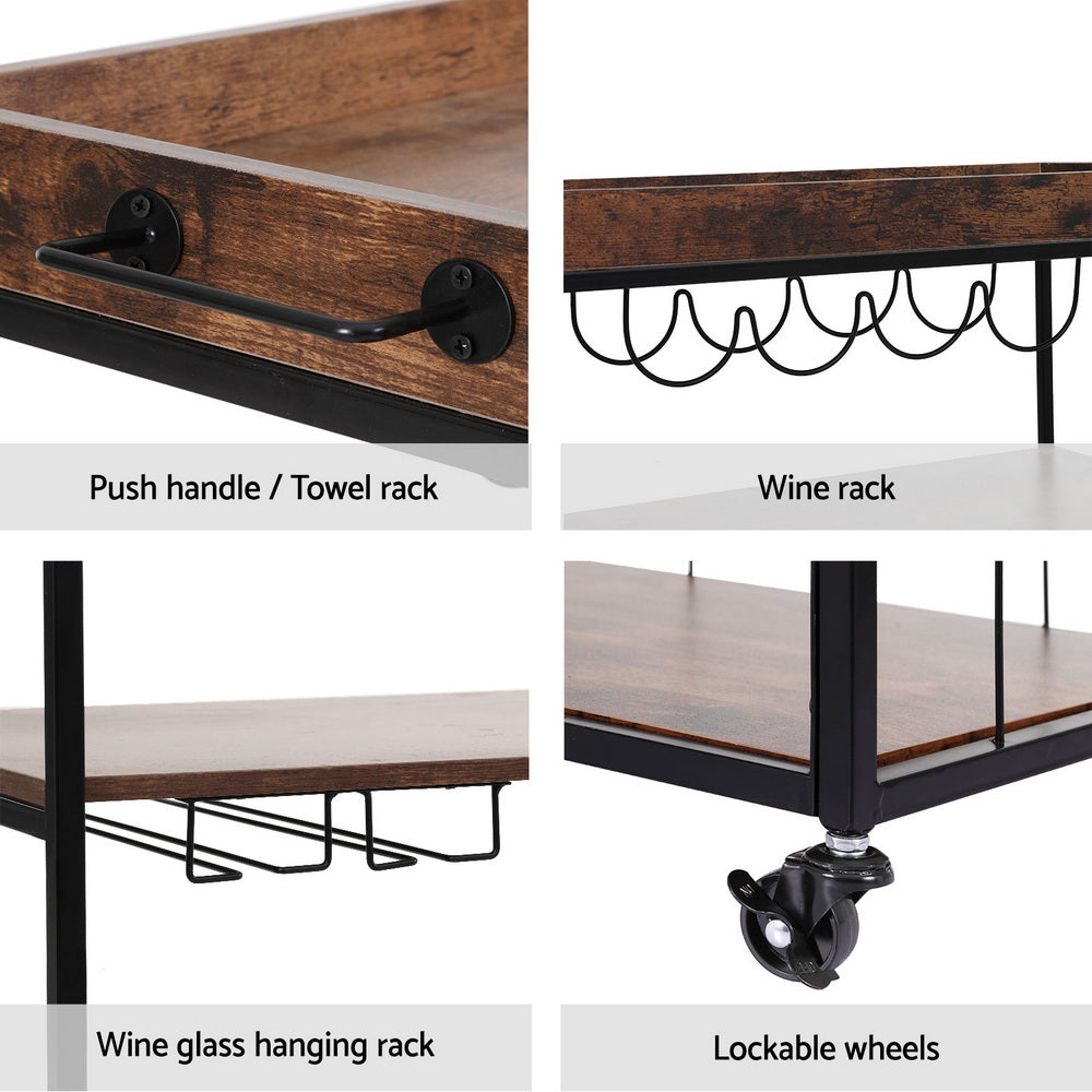 Kitchen & Dining Trolleys: Artiss Kitchen Island Rolling Serving Cart